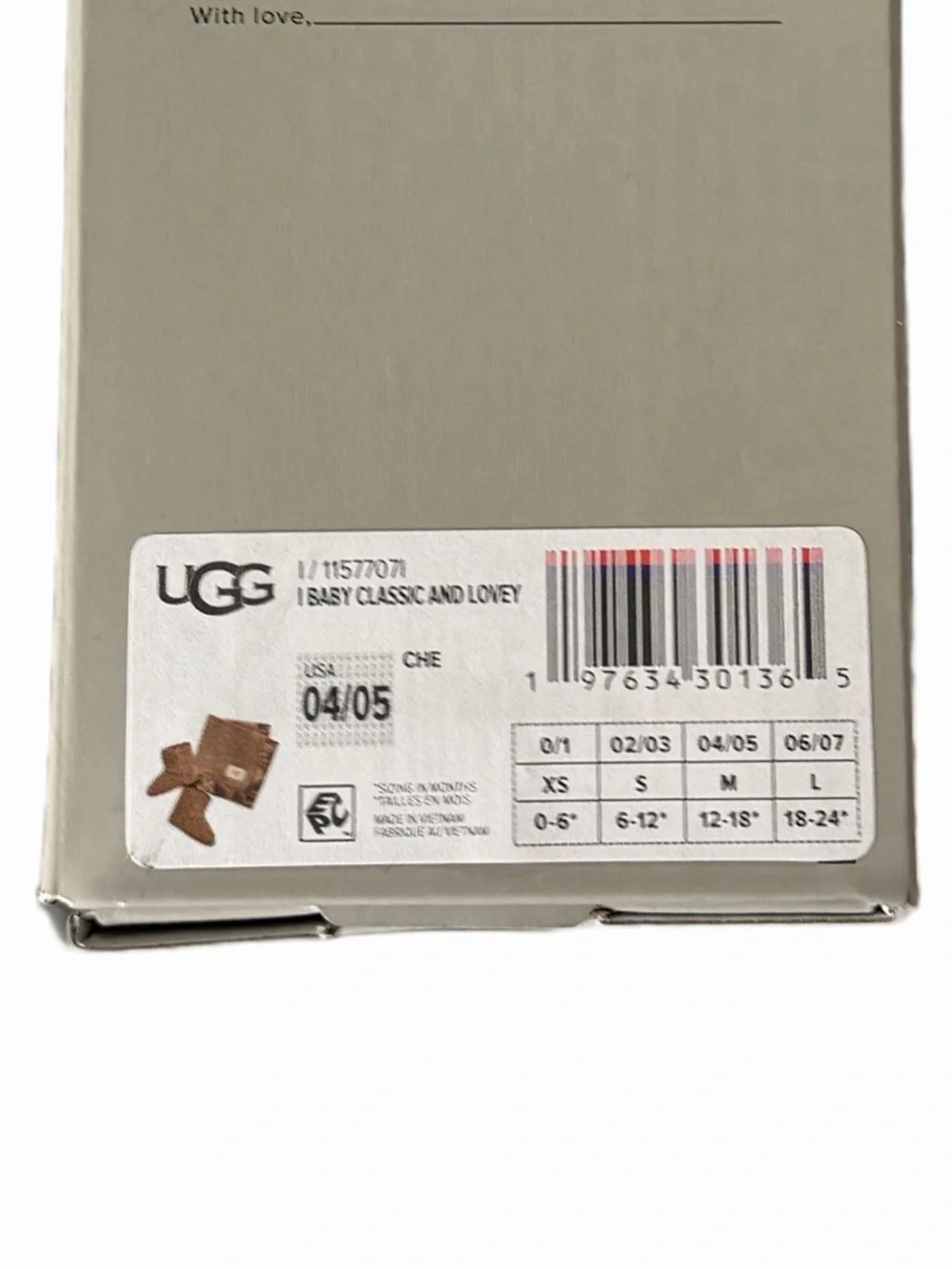 UGG Chestnut Baby Classic and Lovey Gift Set | Size 04/05 12 - 18 months